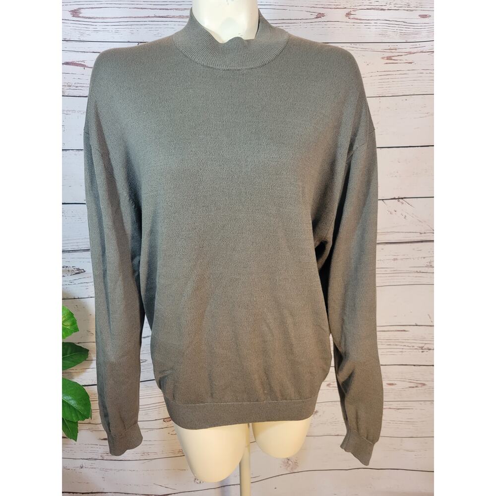 Roberto Villini Silk Sweater Taupe Mock Neck‎ Pullover Men's Size Medium